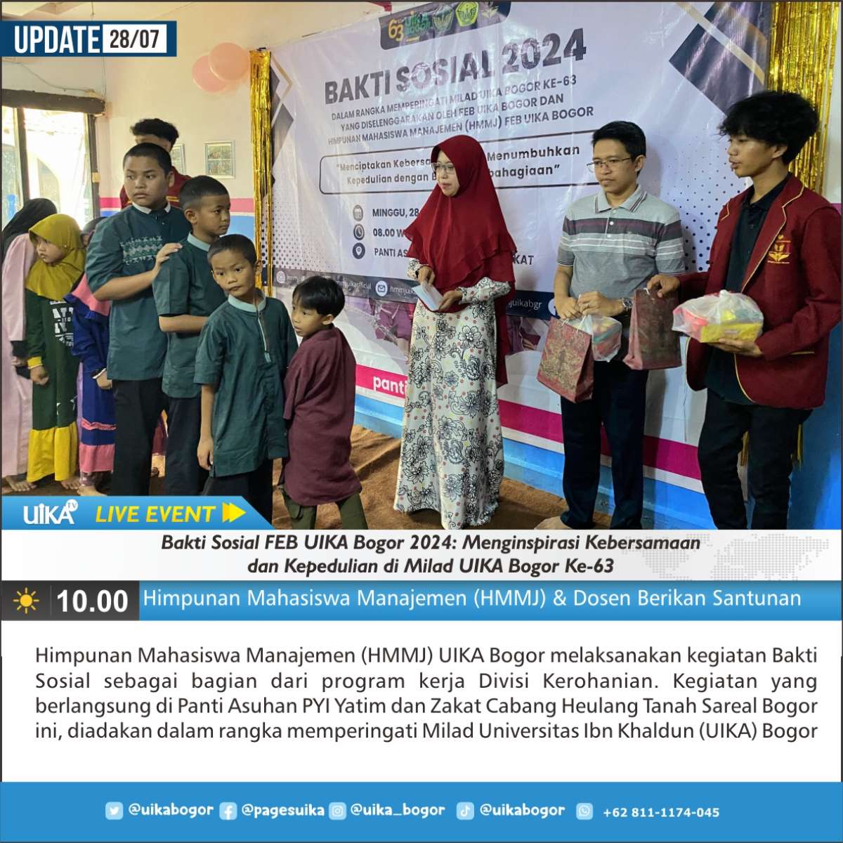 Bakti Sosial FEB UIKA Bogor 2024: Menginspirasi Kebersamaan dan ...
