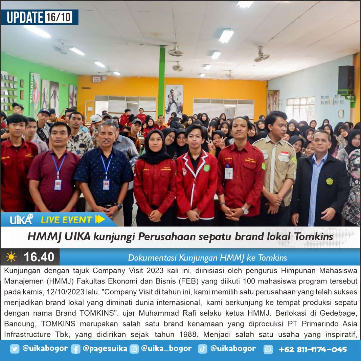 Hmmj HMMJ UIKA kunjungi Perusahaan sepatu brand lokal Tomkins