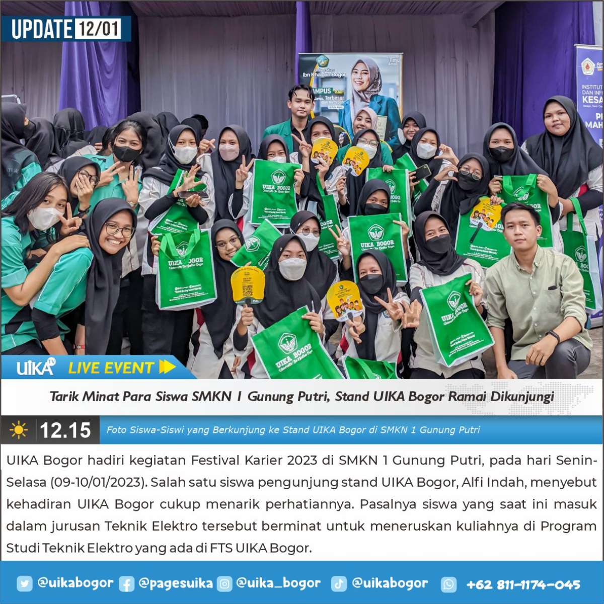 Tarik Minat Para Siswa SMKN 1 Gunung Putri, Stand UIKA Bogor Ramai ...